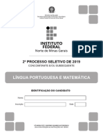Ifnmg 2o Ps 2019 Concomitante-Subsequente Caderno de Prova