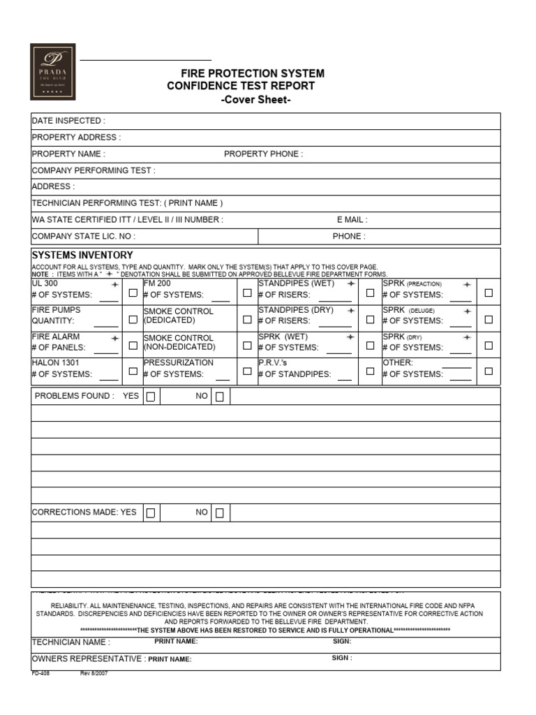 Fire Protection System Test Report | PDF | Public Safety | Construction Law