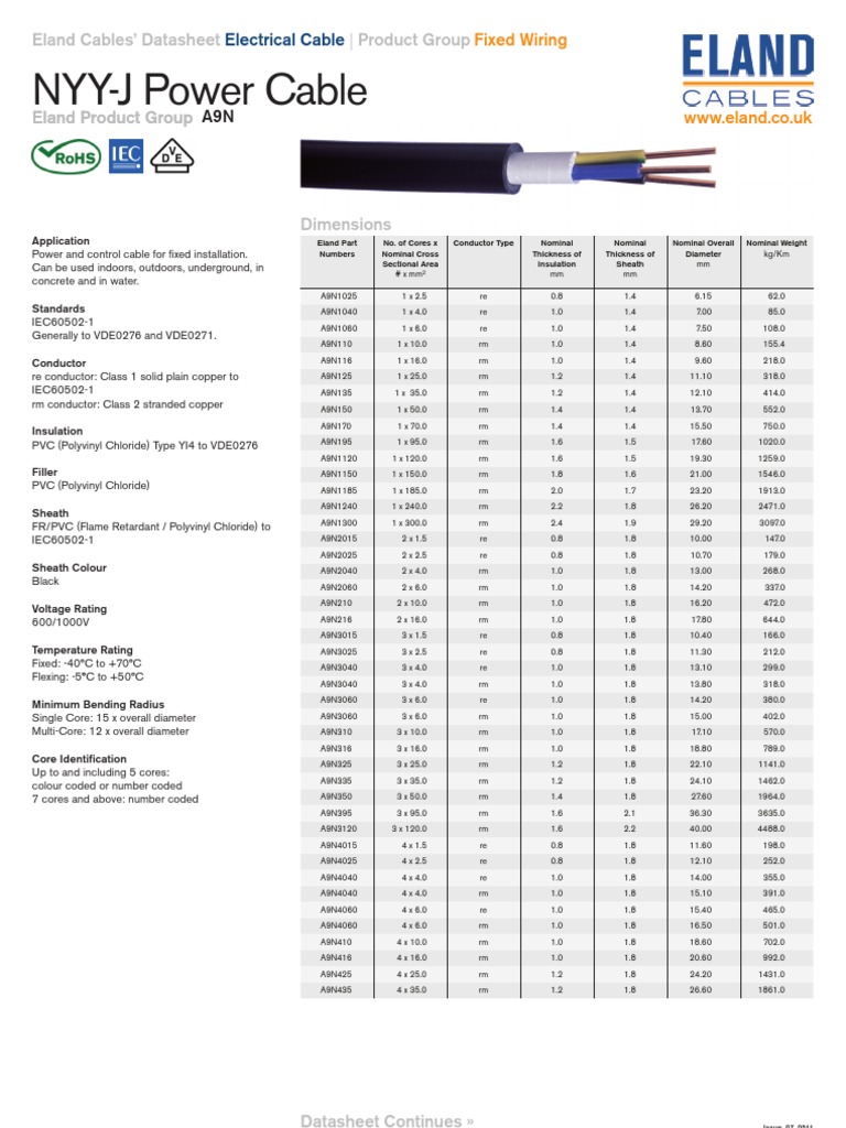 NYY J Cables PDF Cable Electrical Wiring