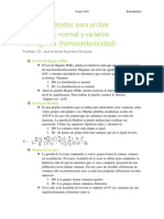 Métodos para Probar Distribución Normal y Varianza Homogénea (Homocedasticidad)