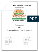 Assignment On Pharmacokinetic Drug Interaction: Teerthanker Mahaveer University