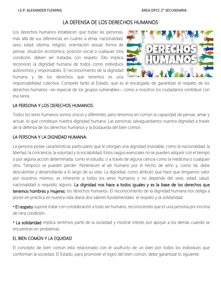 Defensa de los Derechos Humanos y Dignidad | PDF | Derechos humanos ...