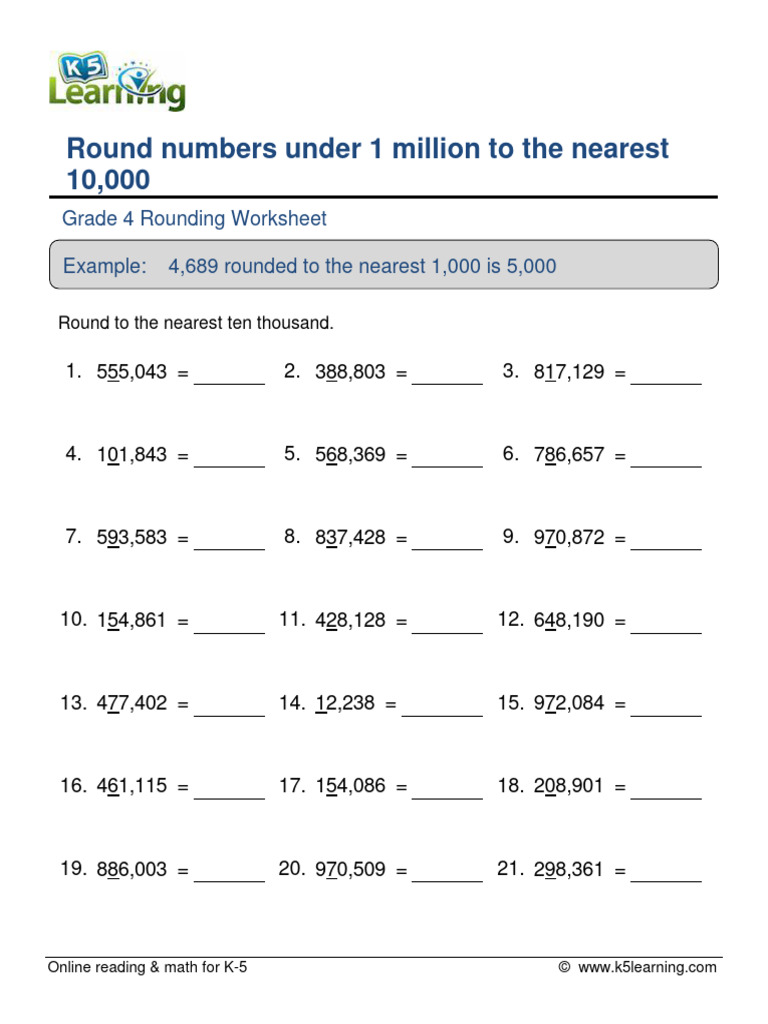 Grade 4 Round Nearest 10000 B | PDF | Teaching Methods & Materials