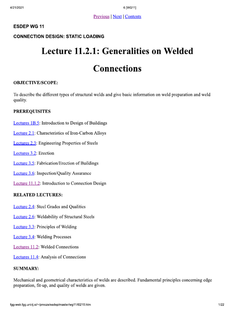 Lecture 11.2.1 Generalities On Welded | PDF