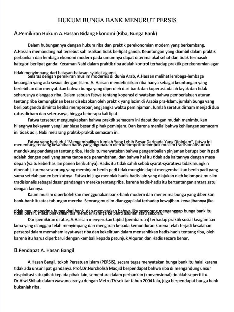 PDF Hukum Bunga Bank Menurut Persis Compress | PDF