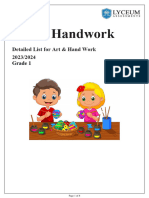 Grade 01 Art & Handwork Materials List