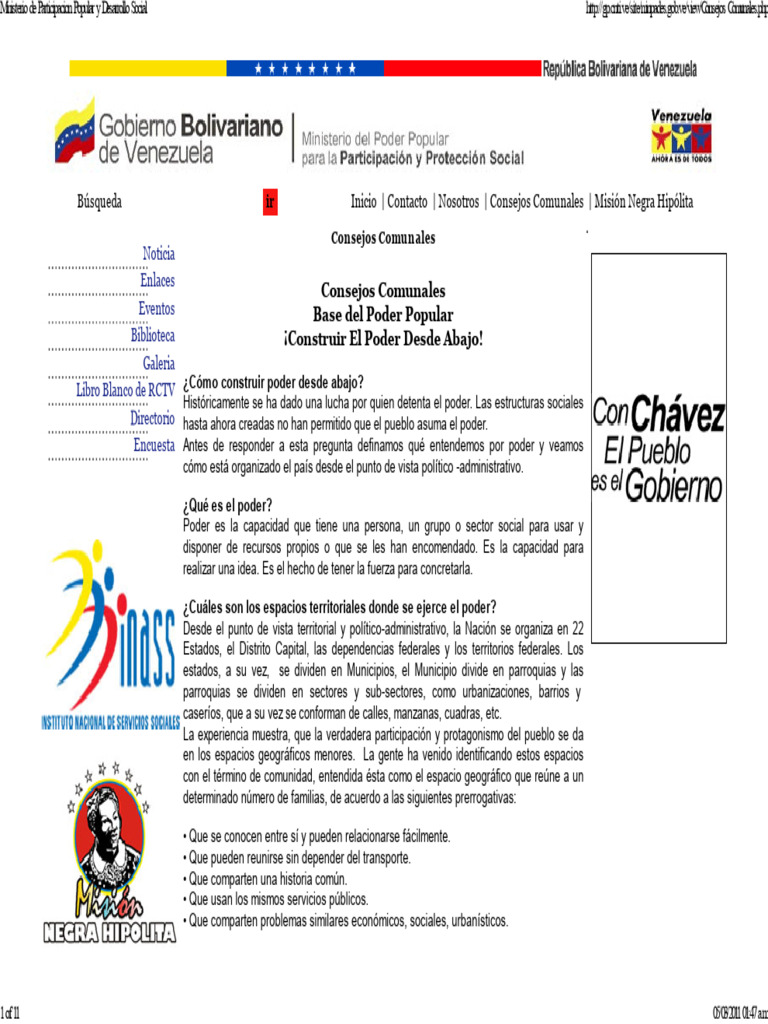 Consejos Comunales - Base Del Poder Popular | PDF | Planificación ...