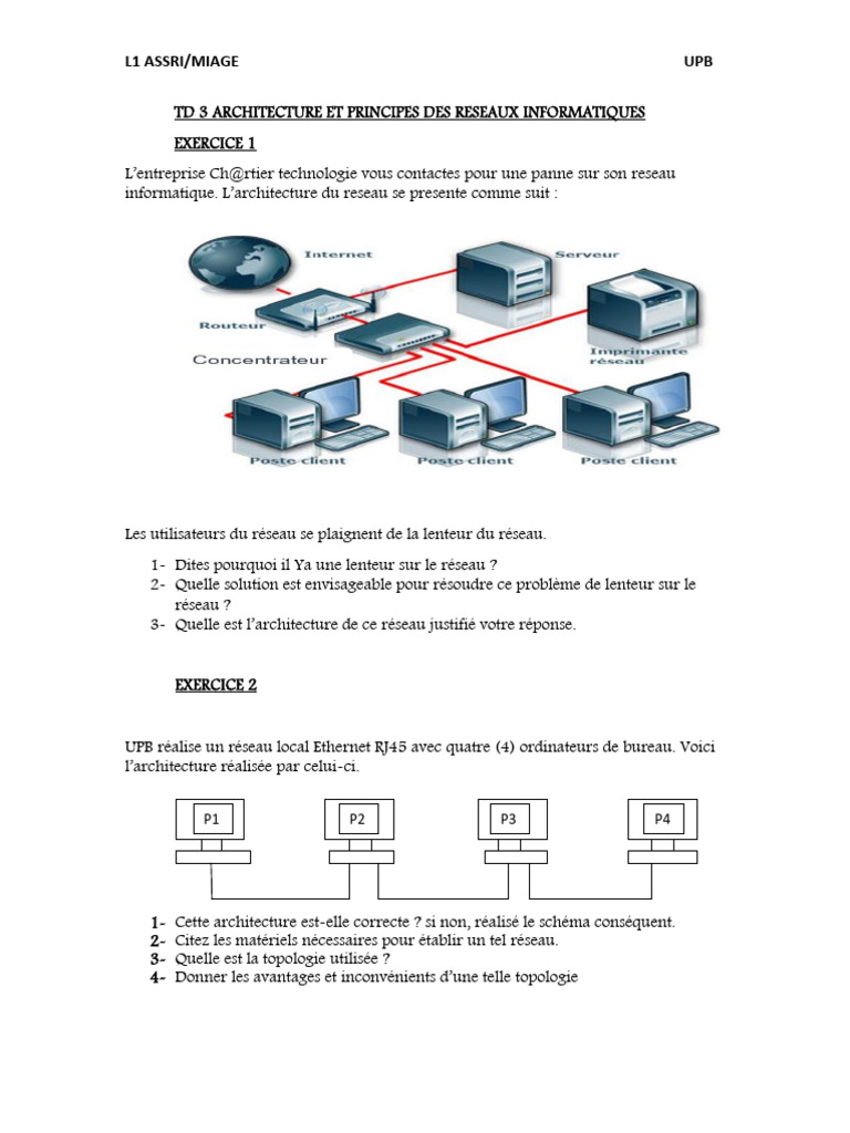 Exercice sur l'architecture réseau informatique | PDF