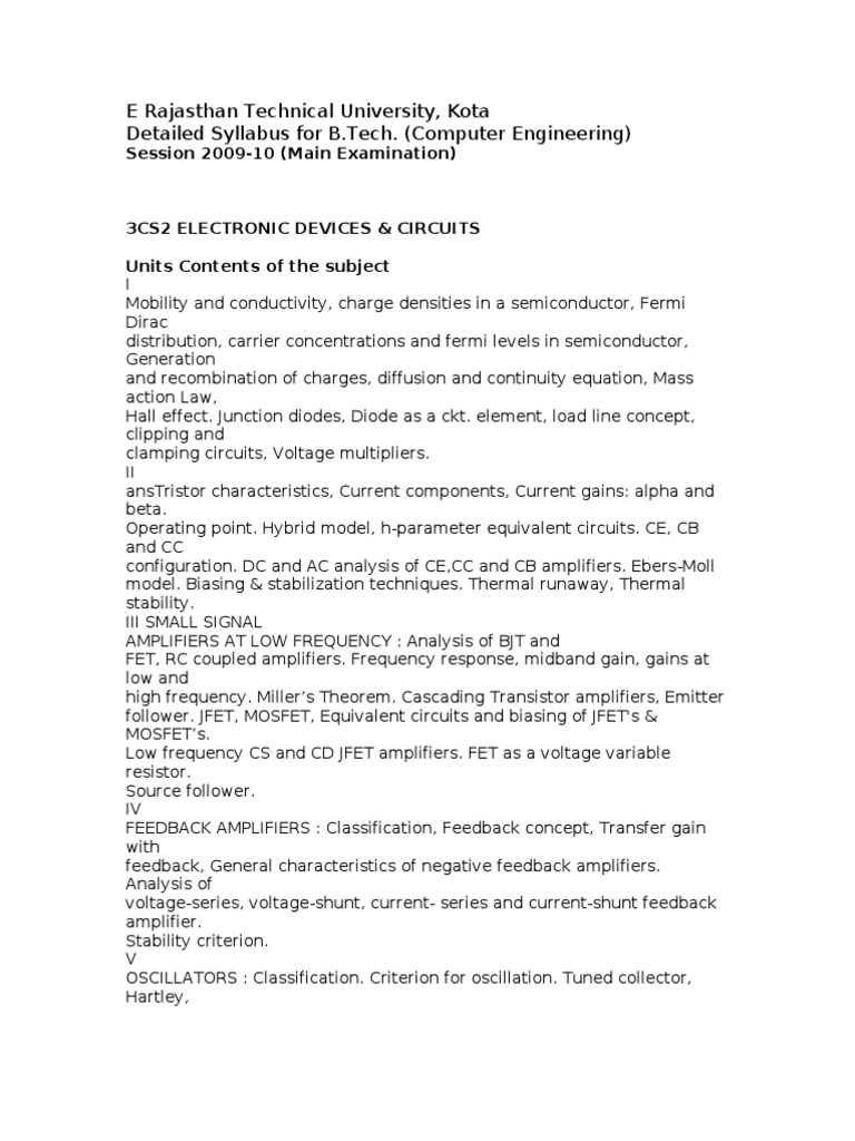 RTU B.Tech 3rd Sem Syllabus CSE | PDF | Class (Computer Programming ...