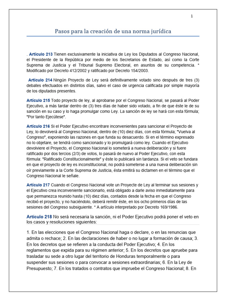 Pasos para la creación de una norma jurídica | PDF | Veto | Ley Pública