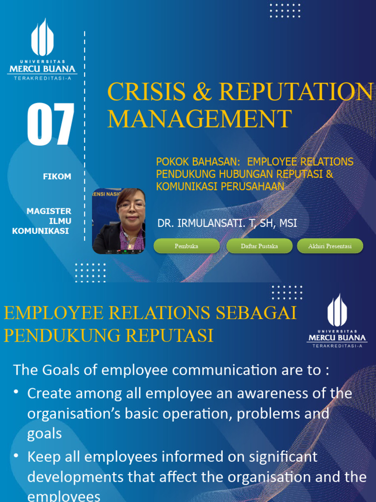 Tm 7 Crisis And Reputation Management Pdf Communication Human