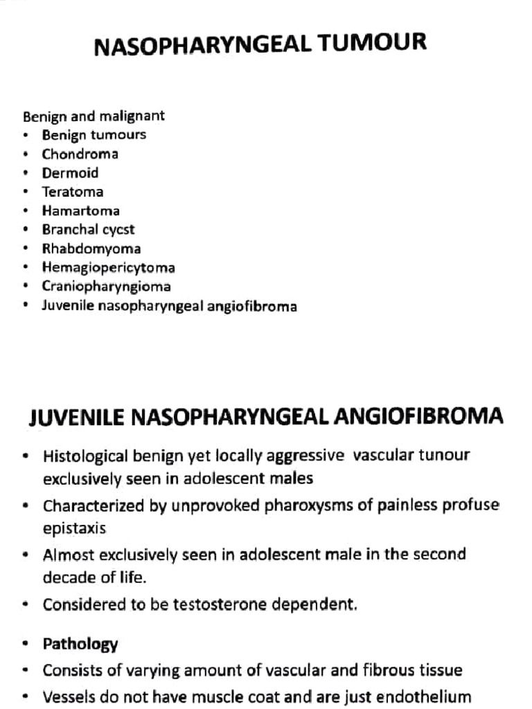 Nasopharyngeal Tumours Benign and Malignant | PDF