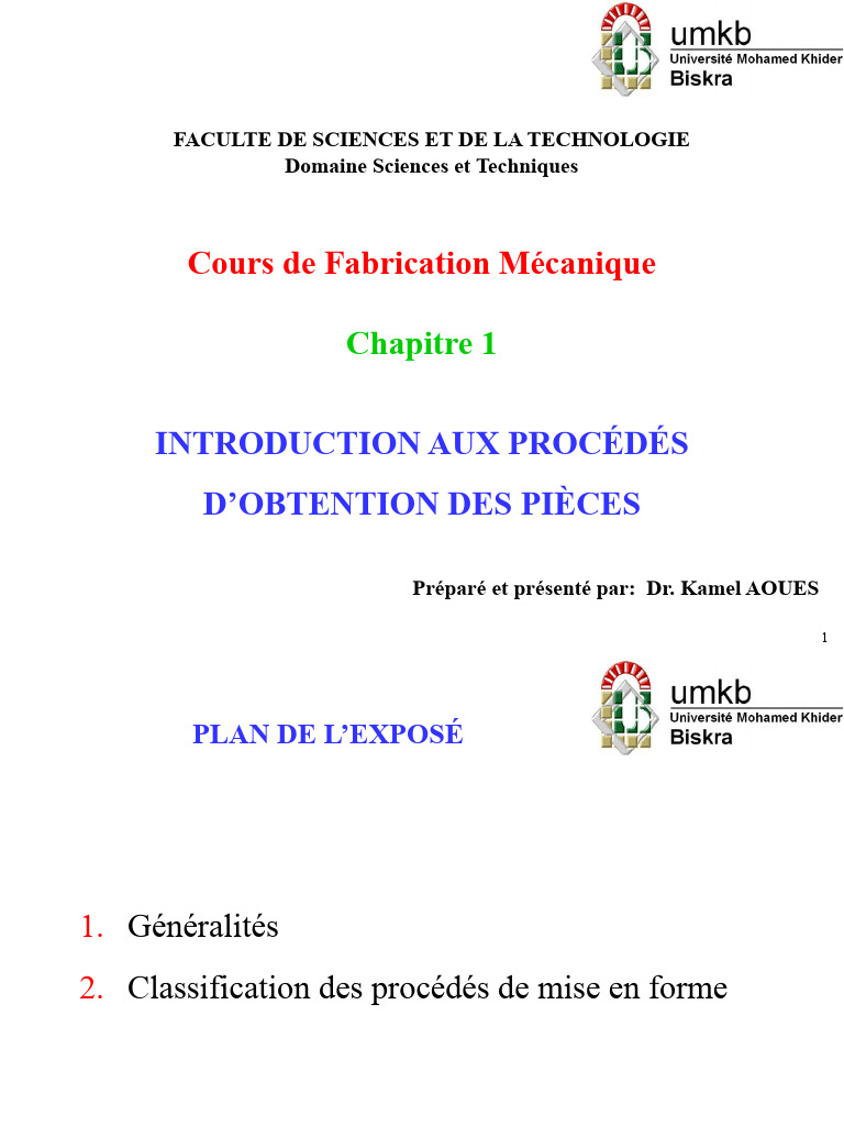 Introduction À La Fabrication Mécanique | PDF | Artisanat | Génie du ...