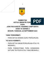 Sambutan PB Forki JFKTC 2023