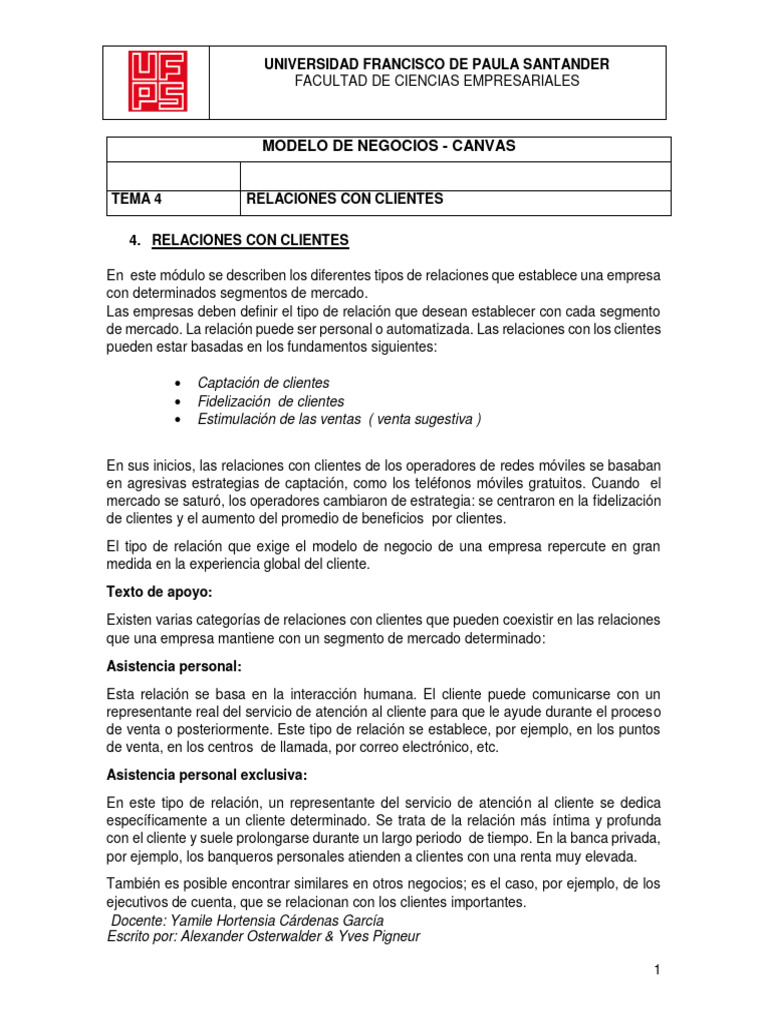 4 Relaciones Con Clientes | PDF | Modelo de negocio | Cliente
