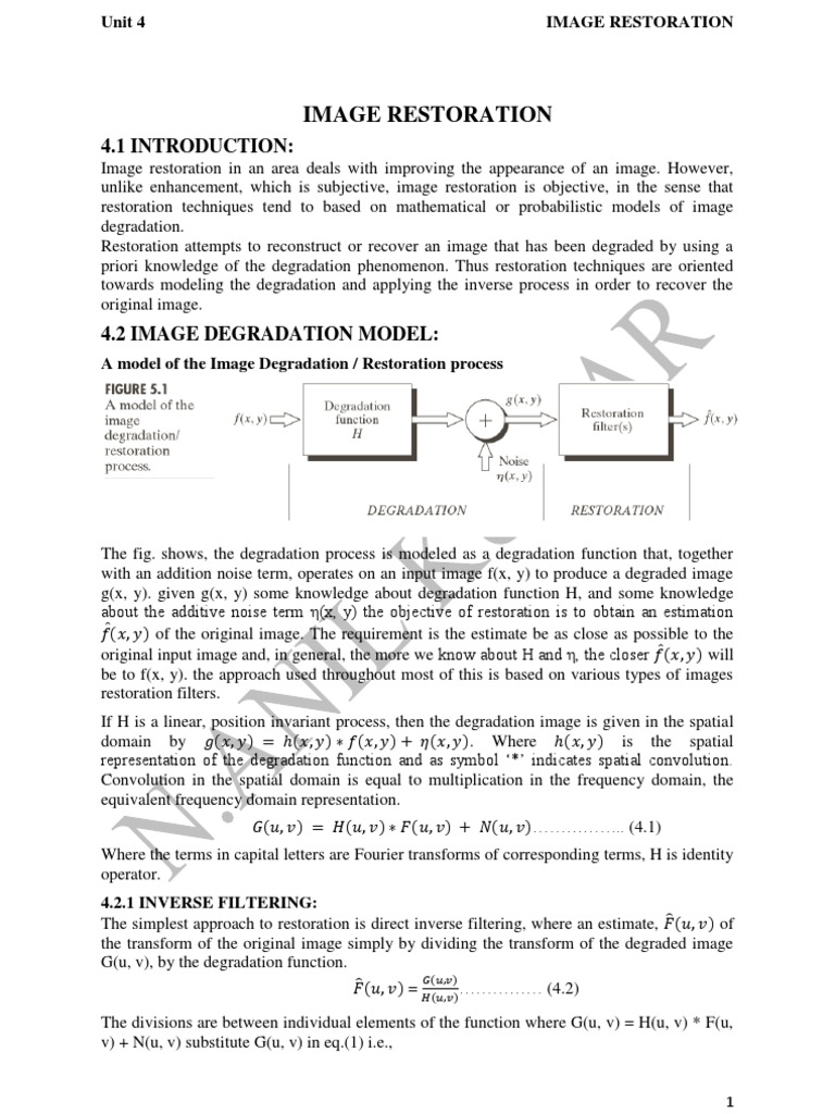 Image Restoration Techniques Explained | PDF | Spectral Density ...