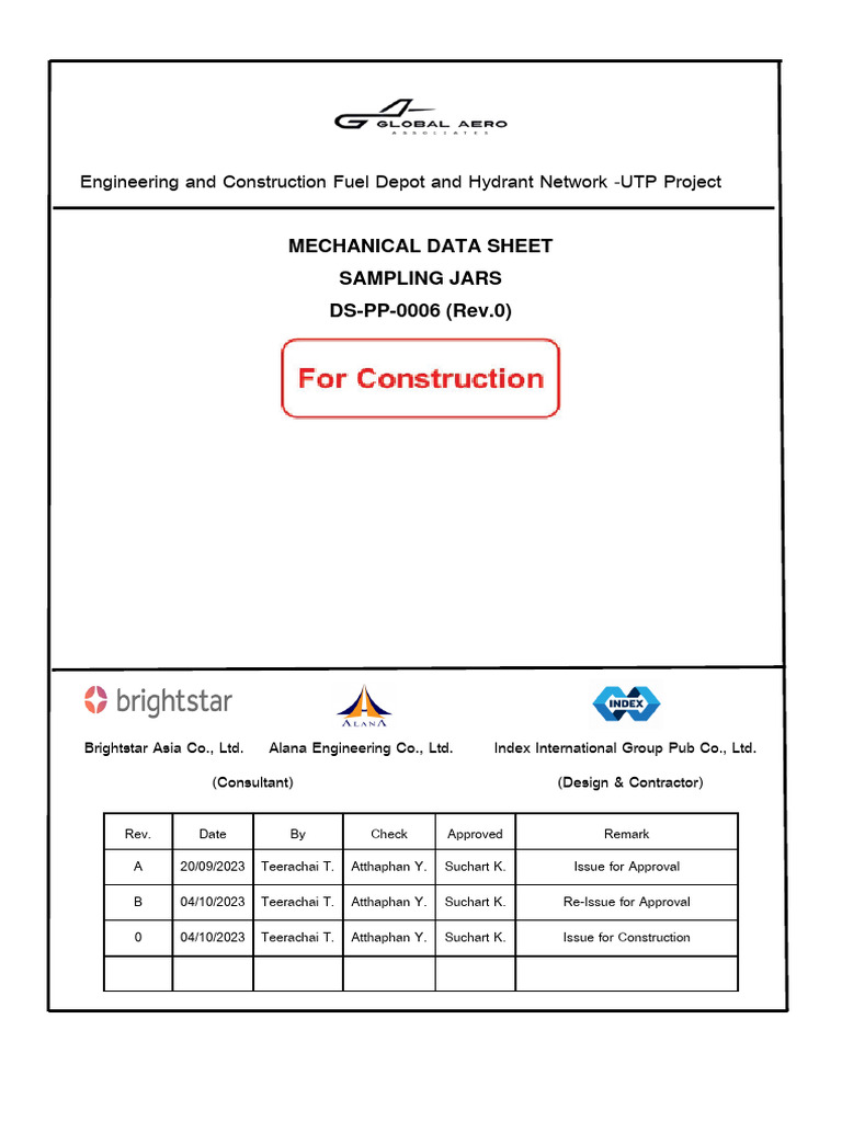 Sampling Jars Data Sheet | PDF | Manufactured Goods | Equipment