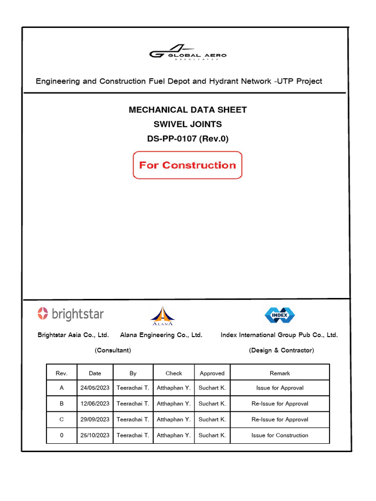 Swivel Joint Data Sheet - UTP Project | PDF | Manufactured Goods ...