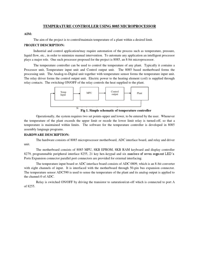 Temperature Controller Using 8085 Microprocessor PDF Relay Analog