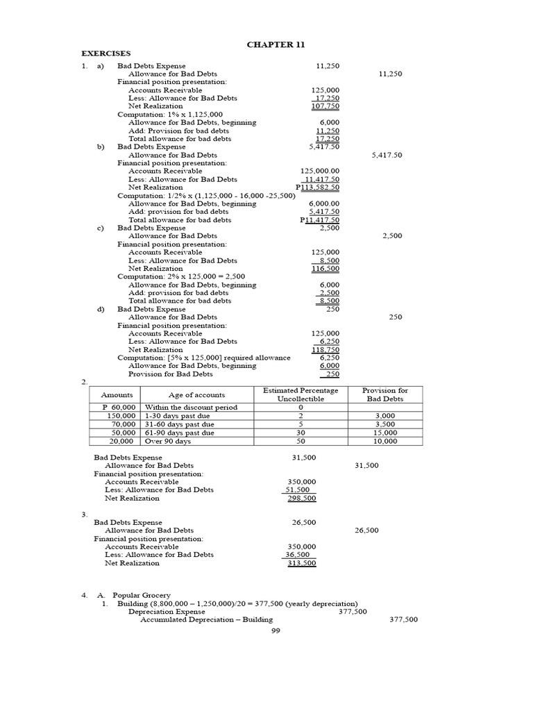 Accounting Exercises & Solutions | PDF | Debits And Credits | Expense