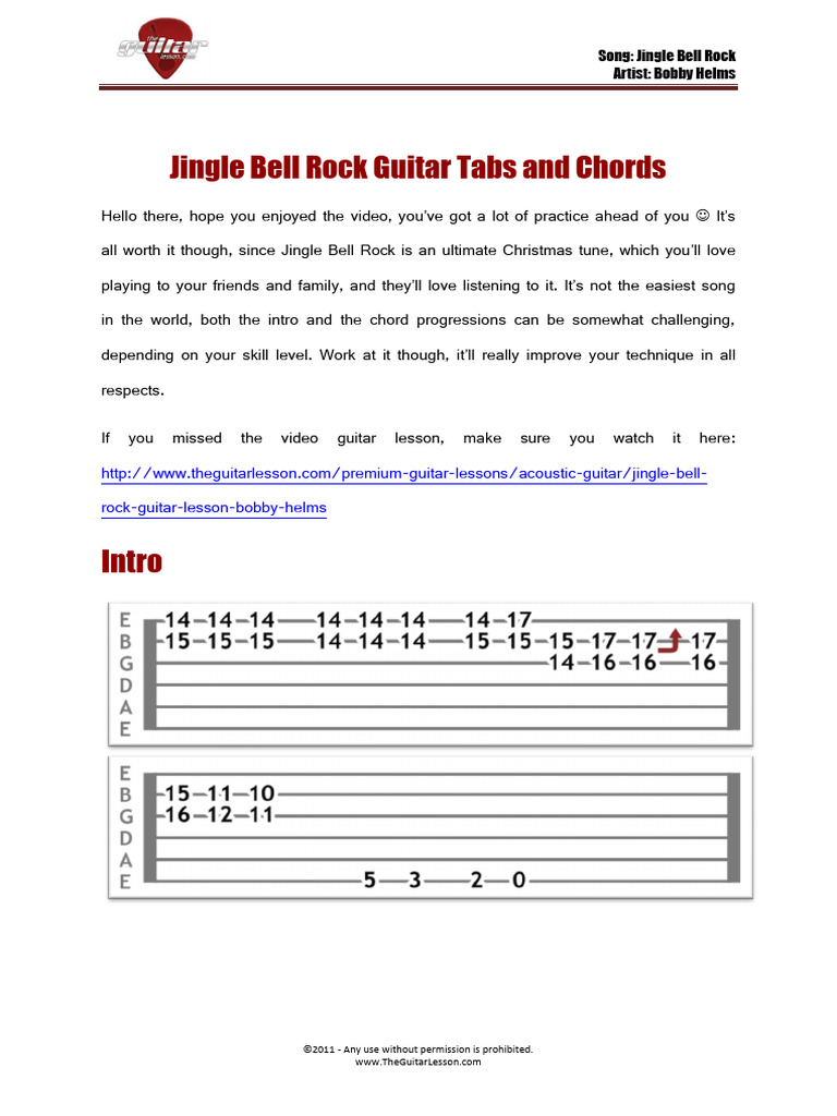 Jingle Bell Rock Guitar Tabs Chords Download Free PDF Song