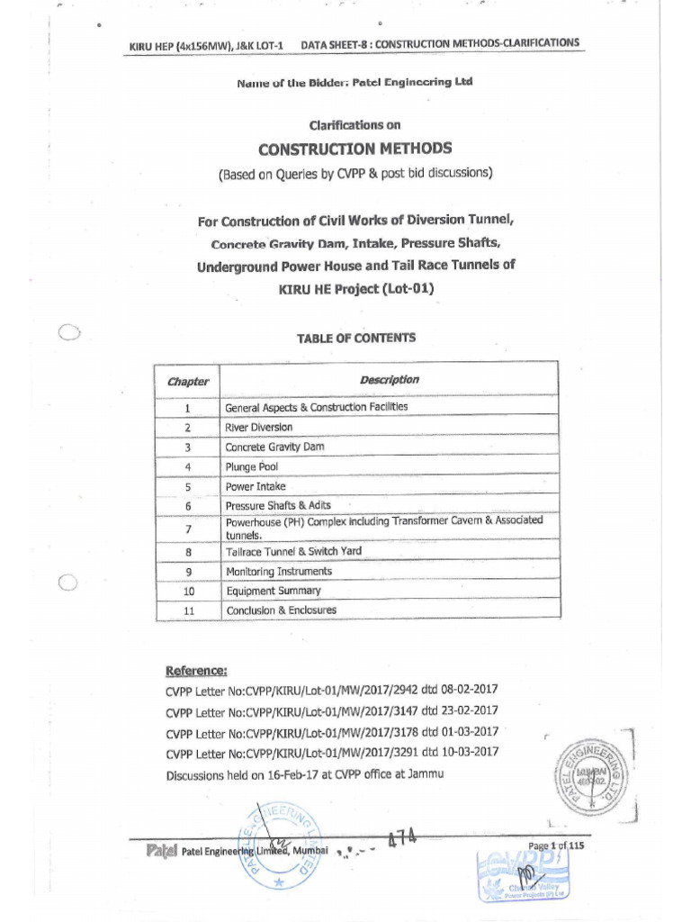 Construction Methodology of Hydropower Project | PDF