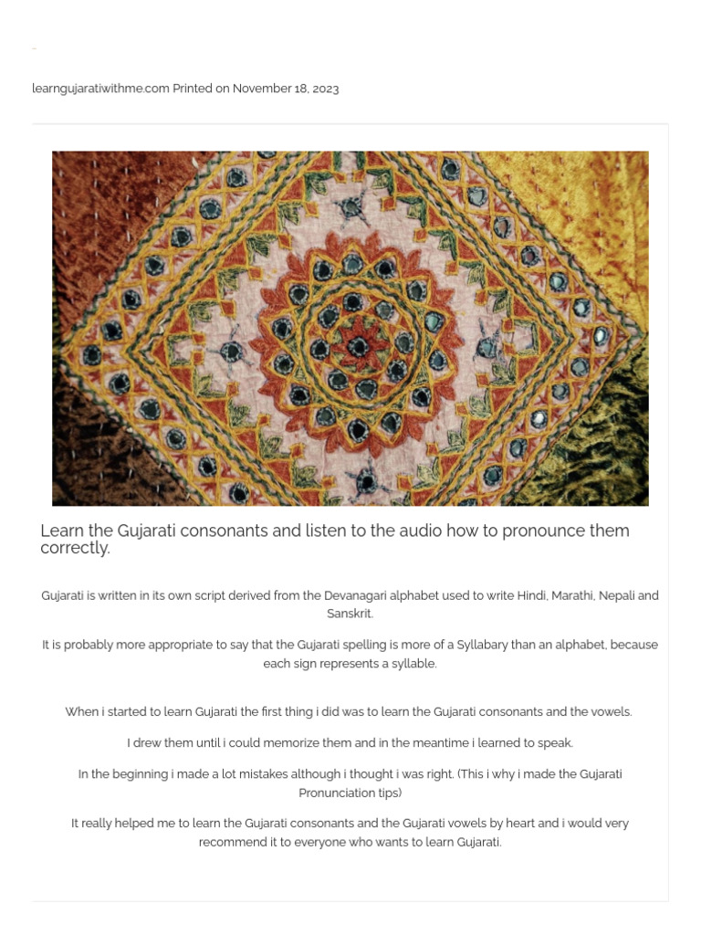 Gujarati Consonants Learn Gujarati Language For English Speakers