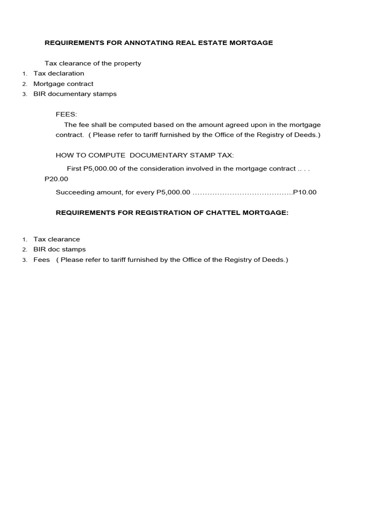 Requirements for Mortgage Annotation | PDF