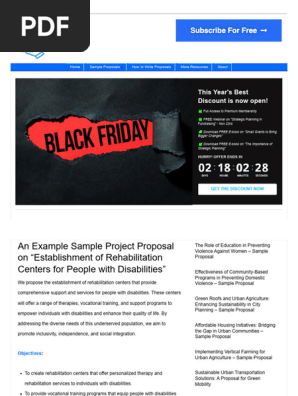 An Example Sample Project Proposal on “Establishment of Rehabilitation Centers for People with Disabilities” Sample NGO or Nonprofit Grant Proposals - How to Apply for Grants