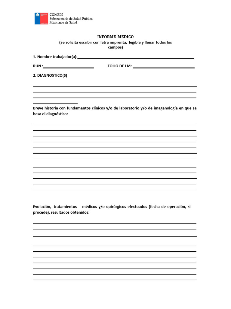 Informe Médico Protocolizado COMPIN | PDF