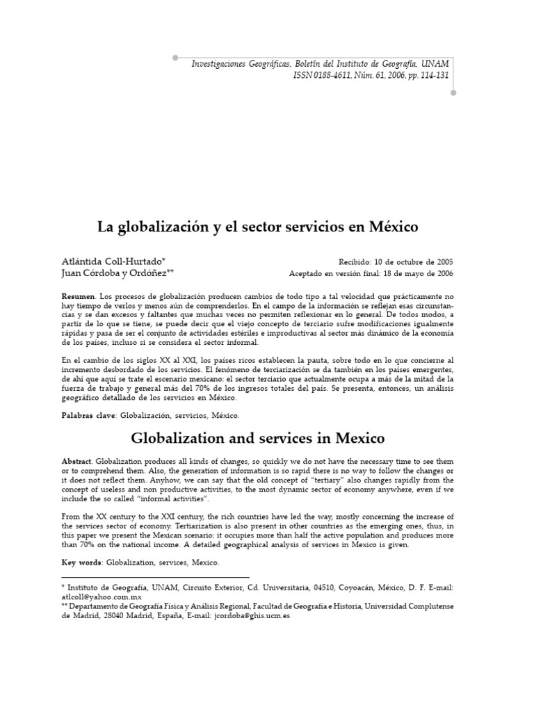 La Globalización y El Sector Servicios en México | PDF | México ...