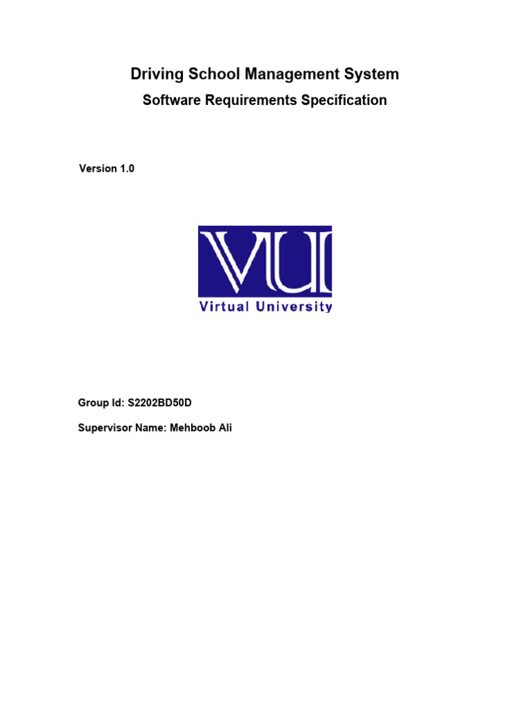 Driving School Management System SRS | PDF | Software Prototyping ...