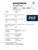 Examen Mensual de Quimica 6to Grado