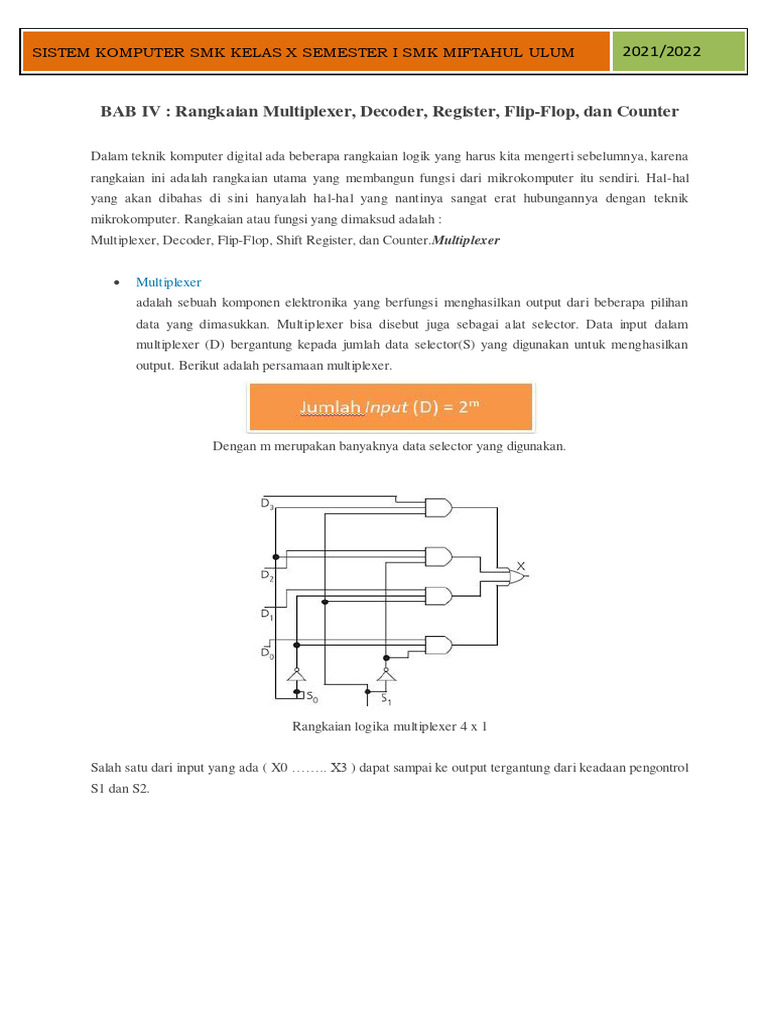 Rangkaian Multiplexer, Decoder, Register MAPEL SK | PDF | Komputer
