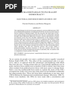 Dunleavy Margetts 2001 From Majoritarian To Pluralist Democracy Electoral Reform in Britain Since 1997