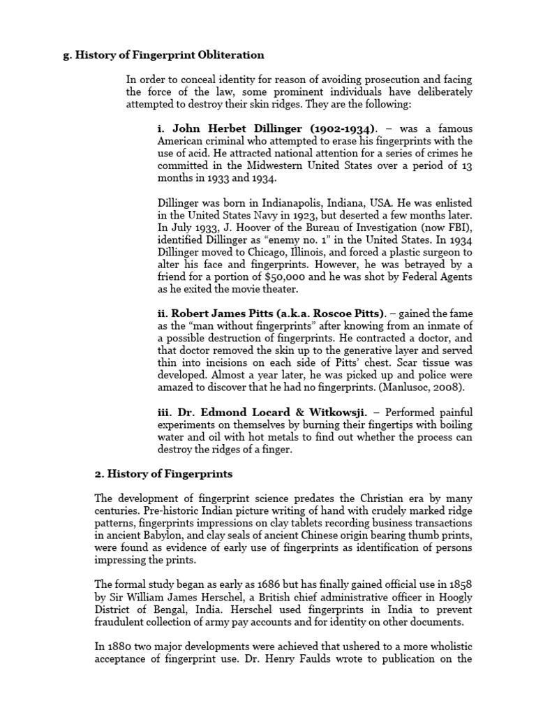 History of Fingerprint Obliteration | PDF | Fingerprint