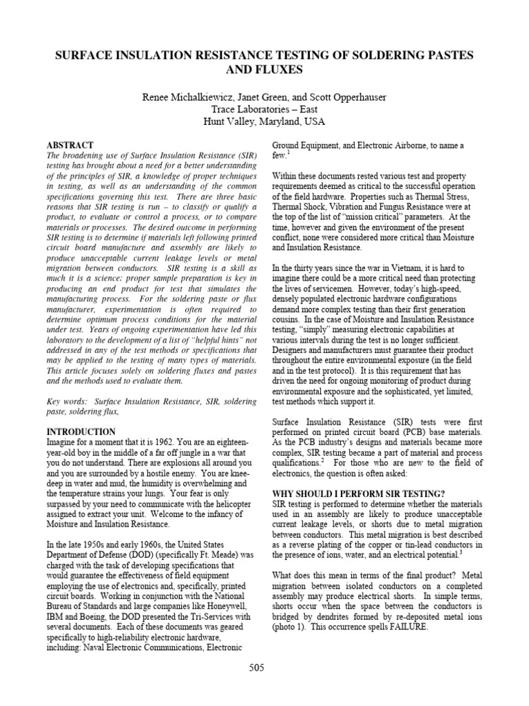 SIR Testing for Soldering Materials | PDF | Printed Circuit Board ...