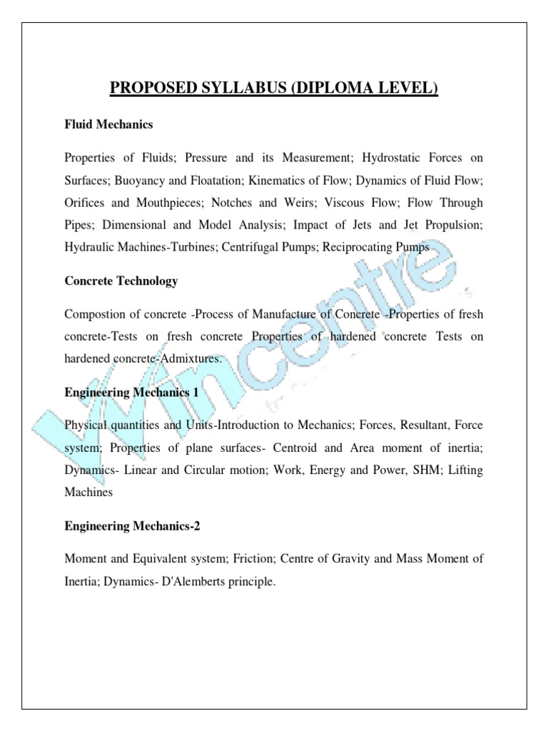 Applied Mechanics Diploma Syllabus