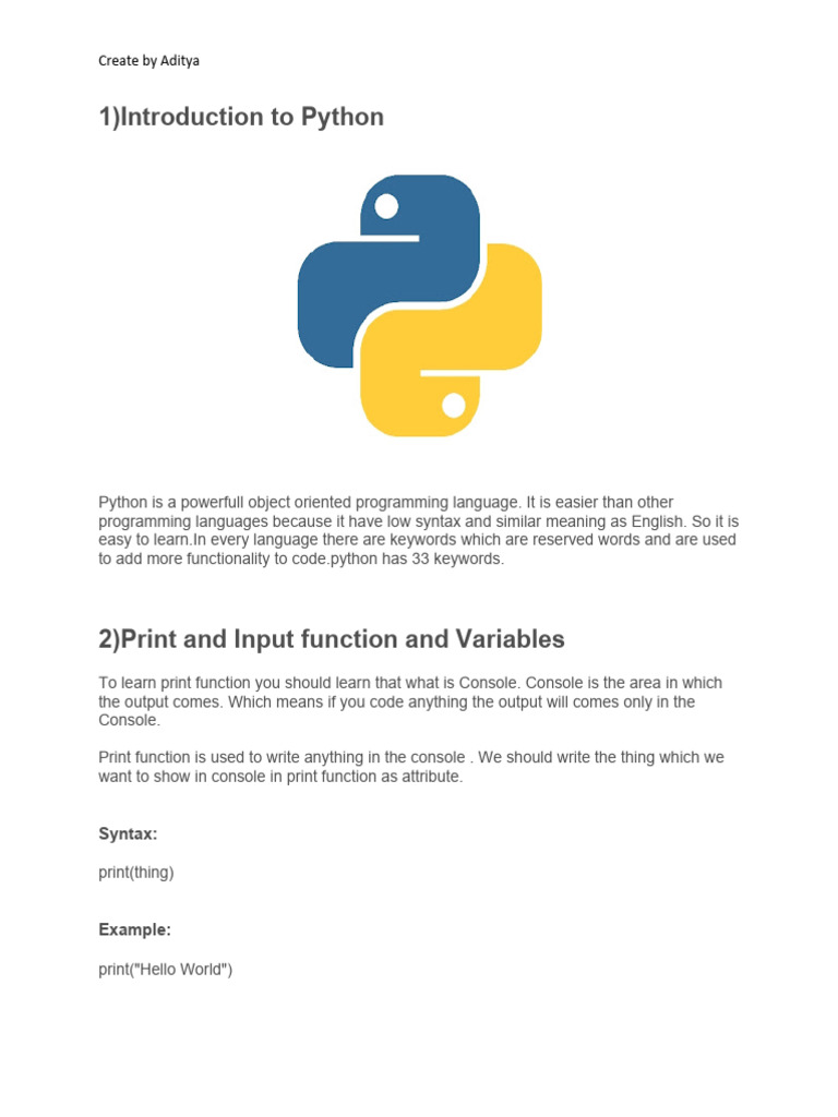 Python Notes | Download Free PDF | Boolean Data Type | Data Type