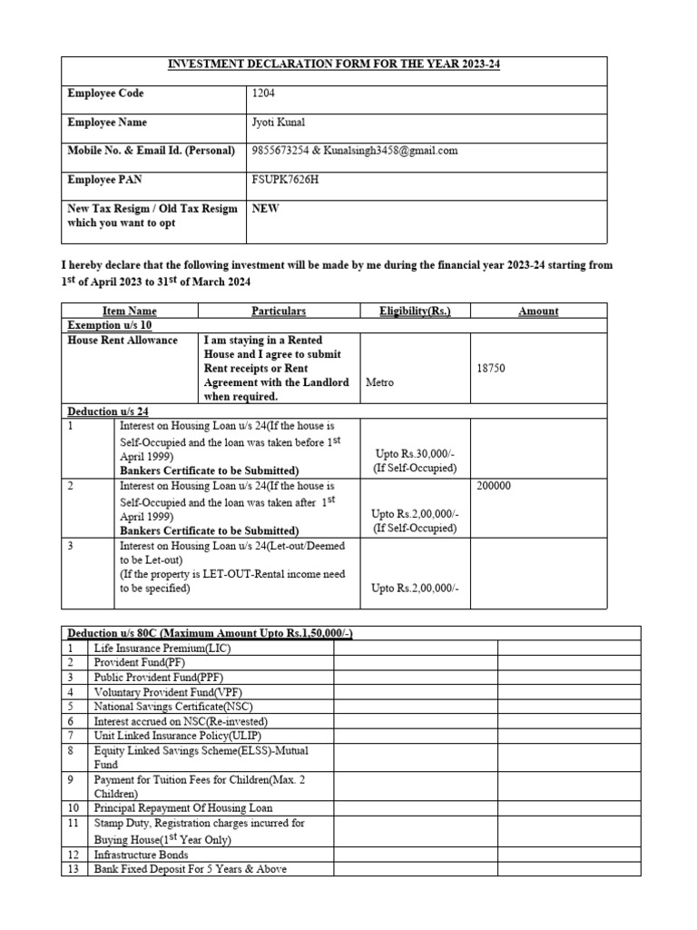 2024 Investment Declaration Form Fillable Printable P vrogue.co