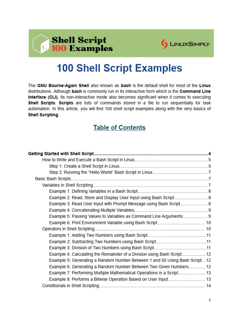 100 Shell Script Examples | PDF | Shell (Computing) | Command Line ...