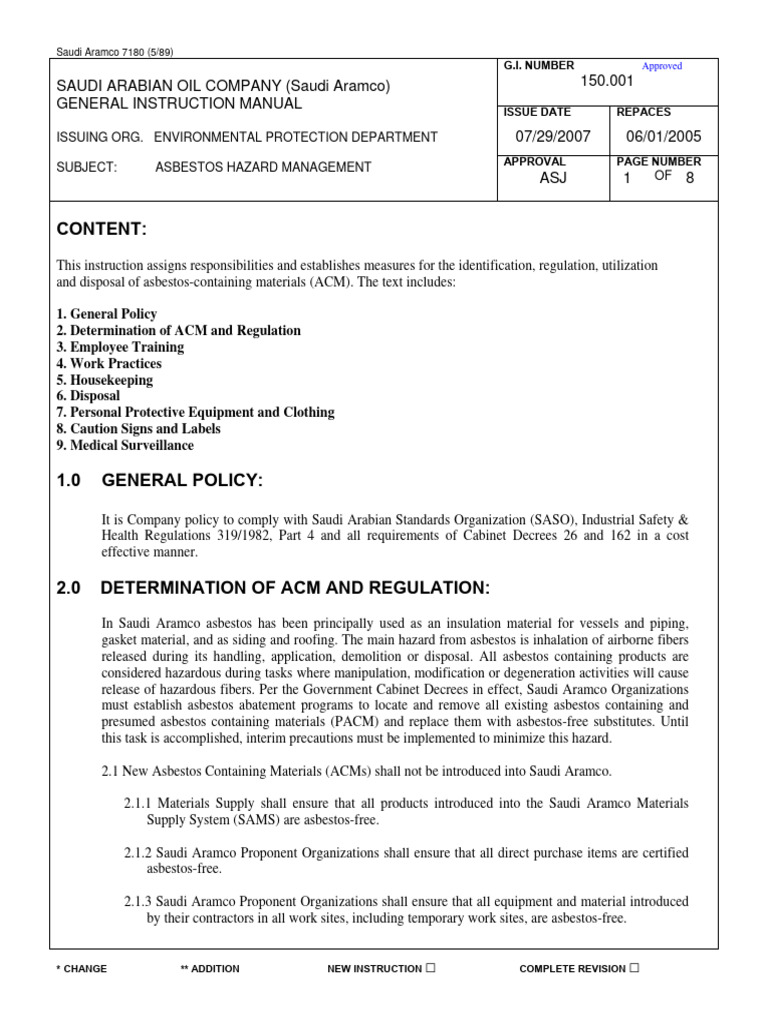 Asbestos Hazard Management Guidelines | PDF | Asbestos | Personal ...