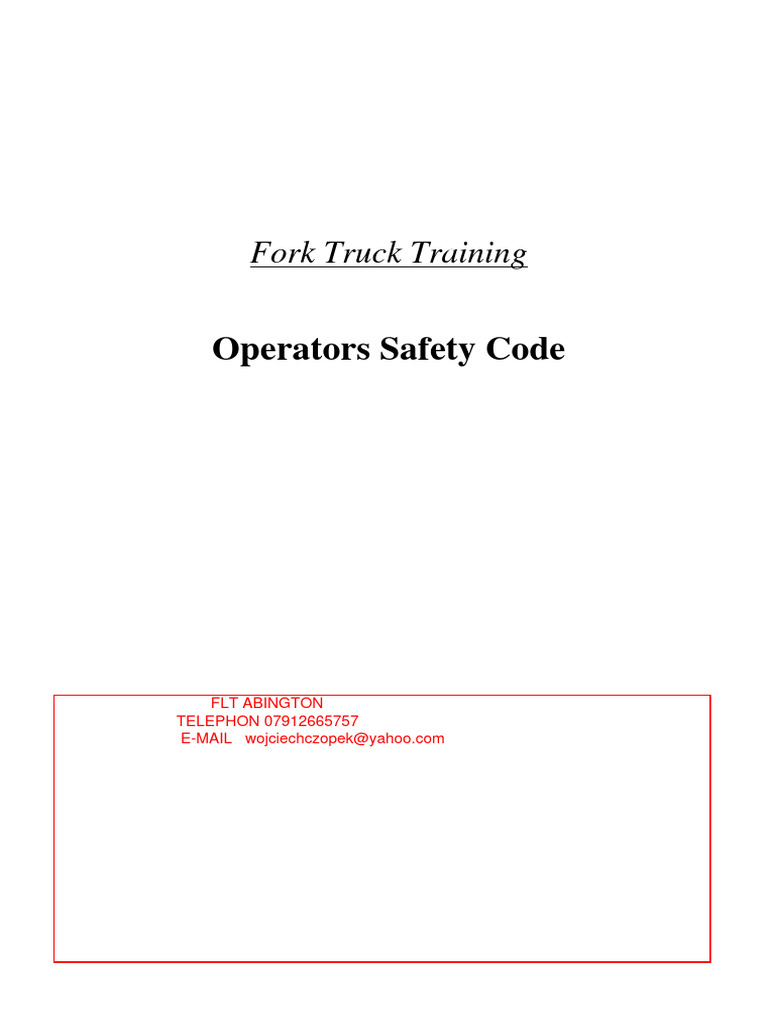 Operator Safety Code PDF Forklift Truck