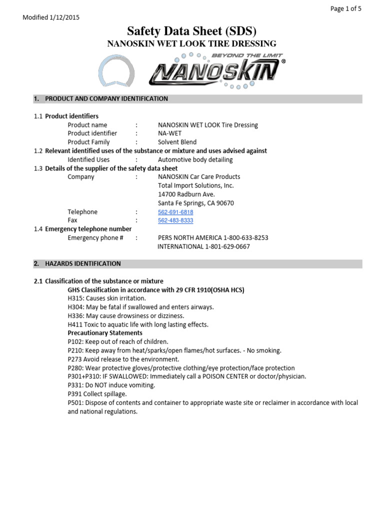 SDS NaWet PDF Safety Occupational Safety And Health