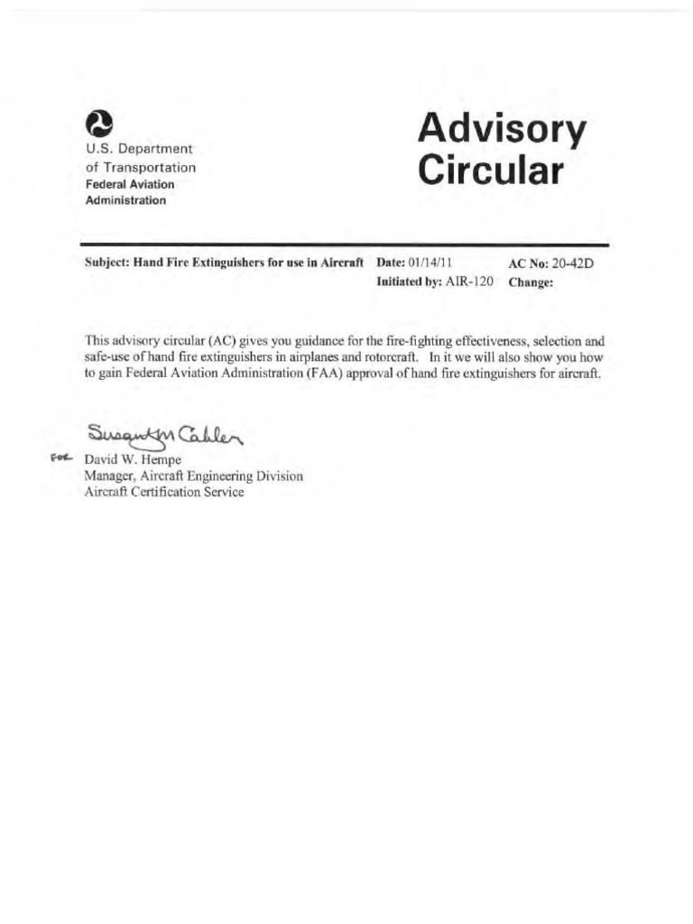 Ac 20 42d Hand Fire Extinguishers For Use In Aircraft Pdf Chemistry