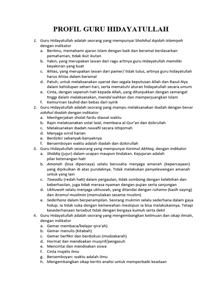 Profil Guru Hidayatullah | PDF