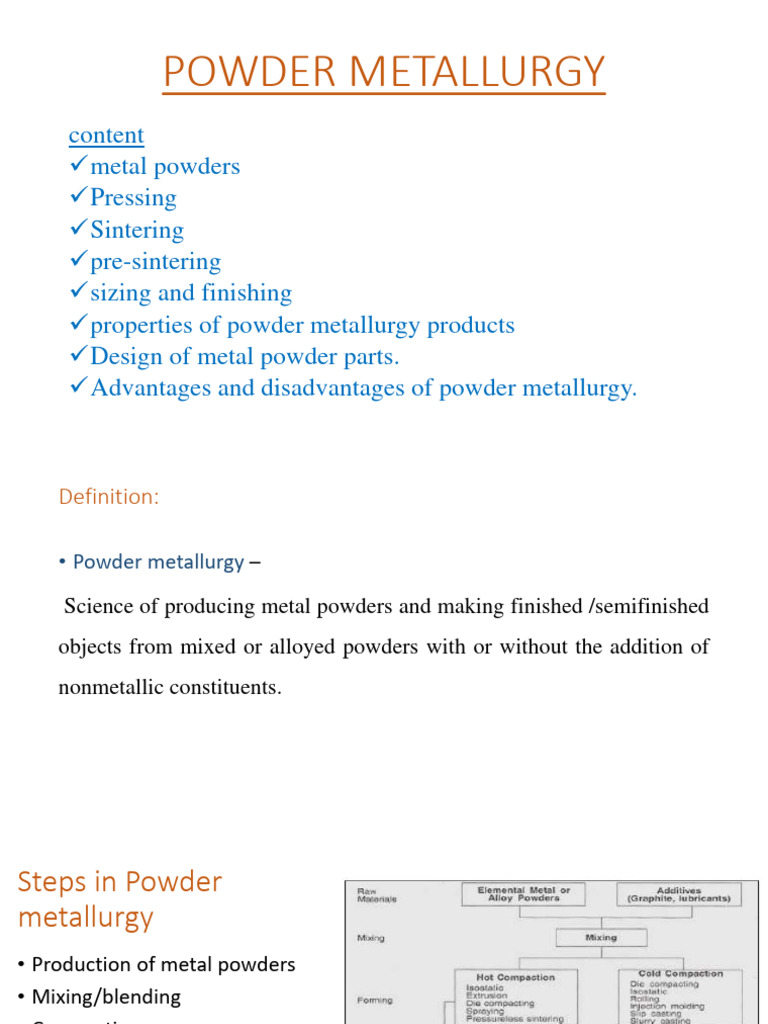 Powder Metallurgy Processes and Techniques | PDF | Mill (Grinding ...