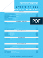 Maldives Water Sport Price List