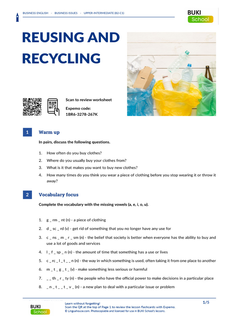 Business English: Reusing & Recycling Guide | PDF | Economy And The ...