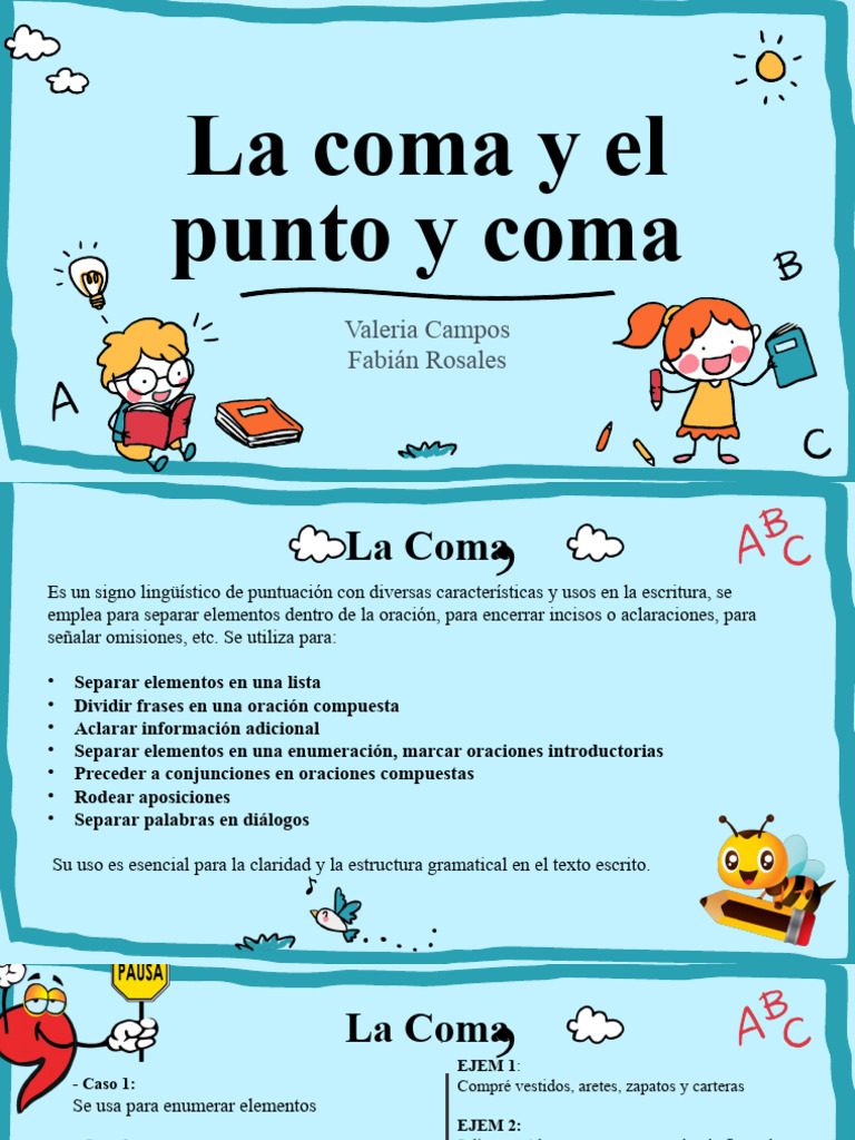 Uso de la coma y punto y coma | PDF | Coma | Oración (Lingüística)
